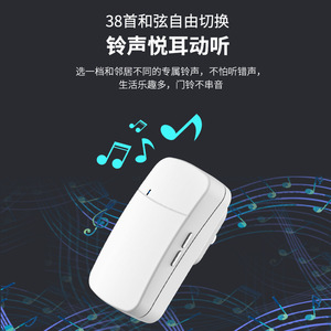 Porte de sécurité domestique, sonnette sans fil, musique numérique AC, dongle, télécommande autoalimentée, bouton d'appel pour personnes âgées - Product Image 2
