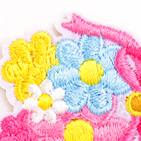 Patch Cluster Bunga Warna Bordir Datar Simpul Pita Merah Muda Biru Kuning Gaun Bunga Patch Bunga Kecil Yang Indah