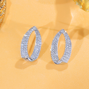 Top Micro Pave Tropfen-Ohrringe Rhodium-Plattiert Zirkon Blatt-Ohrringe für Damen Tägliches Tragen Geburtstag 925 Sterling Silber Schmuck - Product Image 1