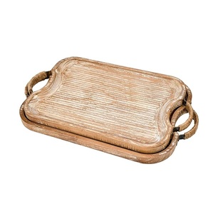 Plateau de service en bois rectangulaire personnalisé, plateau de table en bois pour café et thé, plateau de service en bois pour fruits et légumes - Product Image 4