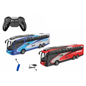 定制标志遥控巴士玩具27mhz 4WD遥控玩具塑料遥控巴士模型玩具，带逼真的灯和橡胶轮胎