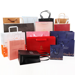 Custom your own logo design brown kraft paper bag food with handle cheap price shopping packaging bags