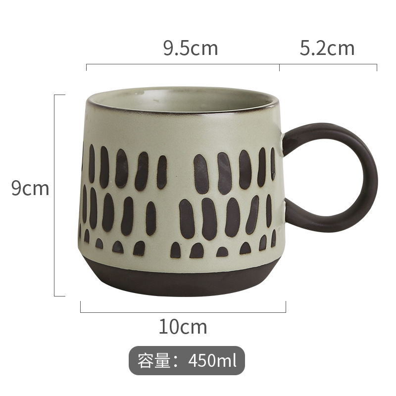 Kiln green black clay cup-bamboo pattern