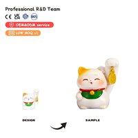 Mini-statue en résine artisanale, thème Chat de la Fortune en position allongée, boîte mystère, ornement porte-bonheur pour collectionneurs de modèles réduits