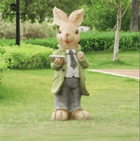 Sculpture personnalisée en fibre de verre du personnage Peter Rabbit, grande statue de lapin de dessin animé pour la décoration des jardins d'enfants et des centres commerciaux