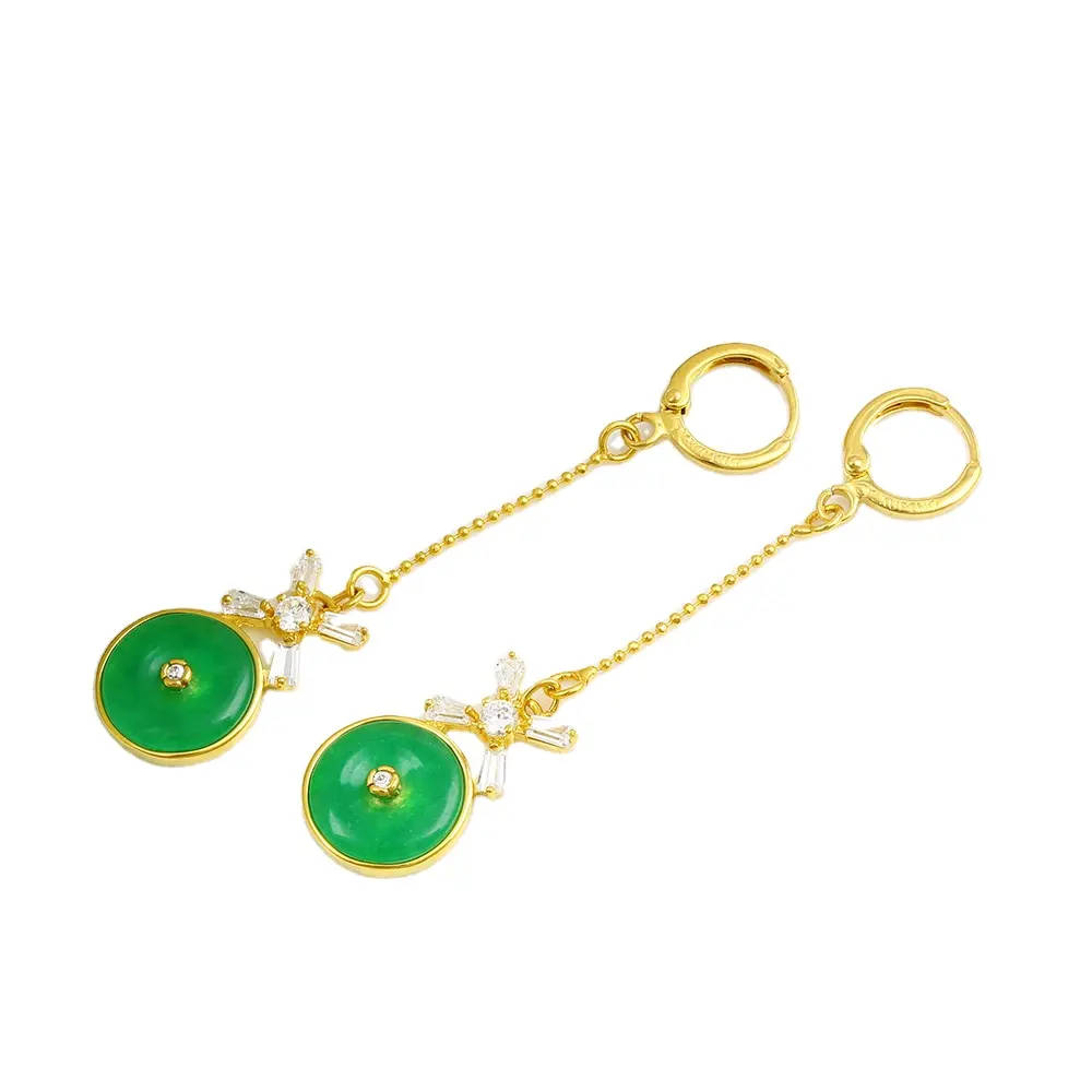xuping jewelry dubai 24 k gold women simulation Malay jade earrings fashion jewelry, foreign trade selling earrings Malay jade