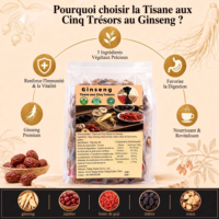 Sachets de Thé aux Cinq Trésors au Ginseng Pur, Marque Privée OEM, Vente Directe Usine, 150g, 30 Sachets, Mélange de Thés aux Herbes pour la Vitalité Masculine, Vente en Gros
