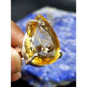 Citrine Faceted Stone Double Barrel <b>Ring</b> in 925 Silver: Radiant Elegance <b>Mothers</b> <b>day</b> gift Crystal Jewelry Gemstone Finger - Product Image 1