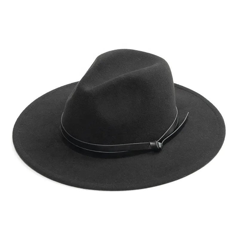 Logo personnalisé laine doux couleur unie polyester sombreros taille grand panama fedora chapeau fabrication pour femme