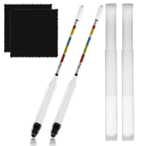 Hydromètre à triple échelle avec chiffon de nettoyage pour vin, bière, hydromel, kombucha – Outil de mesure d'alcool pour brasseurs et élites de la brasserie - Product Image 1