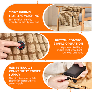 Plaid/Châle chauffant <span class=keywords><strong>électrique</strong></span> sans fil USB en fibre de carbone et polyester, alimenté par batterie, portable, pour l'hiver domestique, avec fonction tactile - Product Image 6