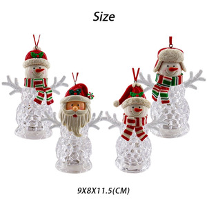 하이 퀄리티 크리스마스 Led 조명 크리스탈 산타/눈사람 크리스마스 장식 매달려 모자와 귀여운 눈사람 홈 축제 장식 - Product Image 5