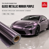 Film de protection de peinture pour voiture 7,5 mil en TPU auto-réparant, effet changeant de couleur, brillant, métallisé, miroir violet, hydrophobe, 1,52 m x 15 m