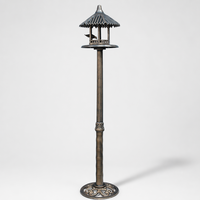 Mangeoire à oiseaux Gazebo, ornement pour oiseaux, jardinière, sur poteau haut, en plastique, à énergie solaire, résistant à la rouille, design Art Déco pour extérieur