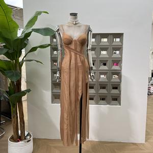 <span class=keywords><strong>Robe</strong></span> d'été à bretelles Slim Fit avec col en V fendu pour la soirée dansante <span class=keywords><strong>Robe</strong></span> rétro - Product Image 4