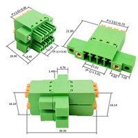 Set Terminal Pegas Dua Baris Profil Rendah 3.81mm dengan Flensa Ganda, Sambungan Tekan Tanpa Alat