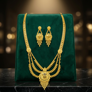 Wholesale Brass 14K18K24K Micron Gold Filled Rani Haar <b>Bridal</b> Necklaces Set Traditional Dubai Style Fashion Jewelry Oro Joyeria - Product Image 4