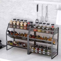 Handy Home Rack de rangement de cuisine à trois niveaux Matériel de fil Bouteille d'assaisonnement Épice Gadget Organisateur Support de type debout