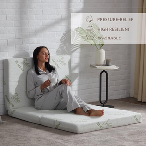 Surmatelas pliable en mousse <span class=keywords><strong>à</strong></span> mémoire de forme de 4 pouces, design orthopédique écologique, housse amovible, tissu respirant - Product Image 4
