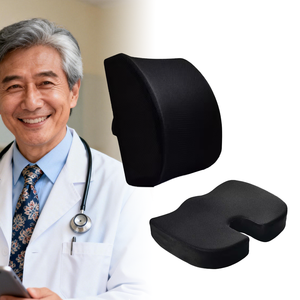 Coussin de siège et oreiller <span class=keywords><strong>lombaire</strong></span> en mousse à mémoire de forme à rebond lent, ergonomique et polyvalent pour le bureau, soulage la pression du coccyx - Product Image 1