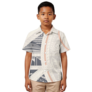 Nouvelles chemises pour adolescents de style insulaire, personnalisées, imprimées tribal polynésien Tapa, chemise boutonnée de plage pour garçons, vêtements pour enfants - Product Image 3