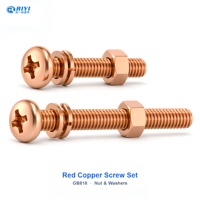 Vis de machine à tête cylindrique Phillips en cuivre rouge T2 GB818 avec écrous hexagonaux, rondelles plates et rondelles à ressort M3-M8 – Fixations pour fabricants