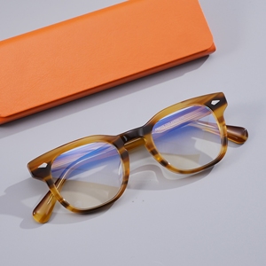 Montures de lunettes carrées rétro faites à la main en acétate, dégradé grain de bois d'olivier, lunettes optiques pour hommes et femmes, style geek chic académique - Product Image 6