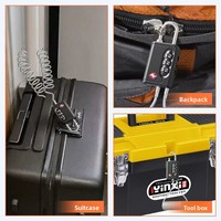 قفل أمتعة جمركي جديد TSA-025 مصنوع من البلاستيك ABS مع قفل رقمي رباعي الأرقام وكابل فولاذي صنع في الصين