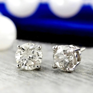 Gold Plated Zircon Round Stud Earrings Prong Setting Minimal Hip Hop Style Women Fashion Jewelry Daily Wear Gift - Product Image 6