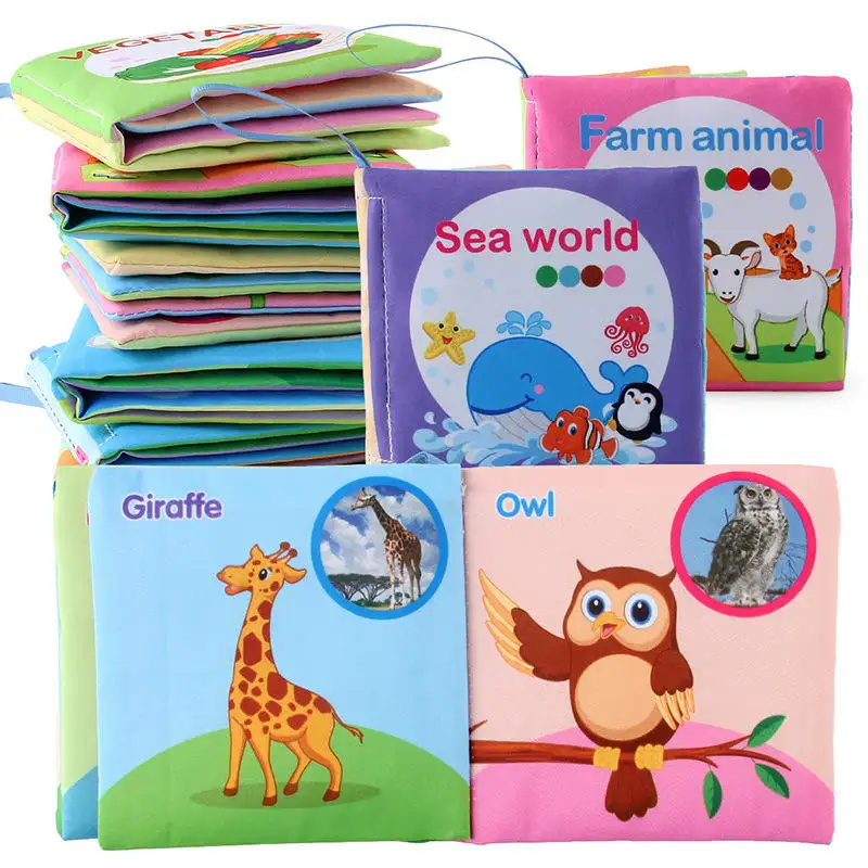 EN71 certificat CE doux lavable recycler animaux fruits famille tissu livre bébé éducation précoce livres en tissu pour enfants