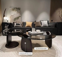 Table basse en verre trempé de style moderne minimaliste nordique italien Wabi-Sabi avec cadre en bois pour petits appartements