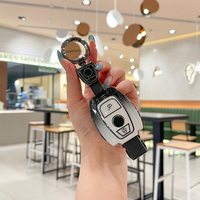 Casing Kunci Mobil dari Logam Paduan Seng, Silika Gel, dan TPU untuk Mercedes Benz Maybach C200L S450L CLASS, Dilengkapi Gantungan Kunci dan Kantung