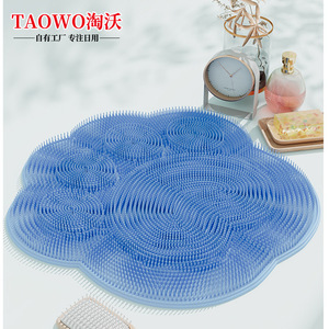 Taowo <b>Back</b> <b>Scrub</b> Mat Gray TPE Anti Slip Bath Shower Body Foot Scrubber With Suction Cup Design - Product Image 2