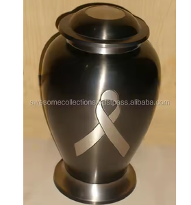 Urna Funeraria de Latón Gris para Cenizas de Adultos, Recipiente Conmemorativo Decorativo, Vaso Funerario, Urna de Almacenamiento para Entierro, Diseño Clásico - Product Image 6
