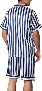 Completo <span class=keywords><strong>pigiama</strong></span> da <span class=keywords><strong>uomo</strong></span> con stampa a righe a maniche corte e pantaloncini da <span class=keywords><strong>pigiama</strong></span> - Product Image 2