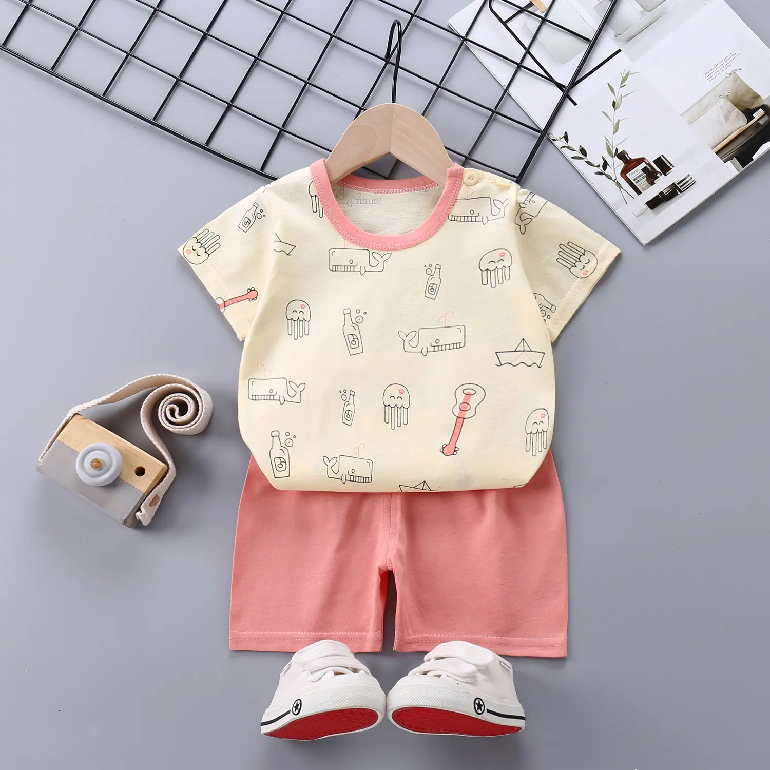 Groothandel Goedkope Prijs Top Short Twee Stukken 100% Katoenen Korte Mouw Zomer Meisjes Slaapkleding Kinderen Pyjama Pyjama Sets