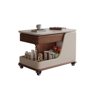 Mesa de centro de madera con almacenamiento y ruedas para sala de estar, mesa de té móvil para apartamento pequeño - Product Image 5
