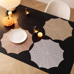 Halloween <b>Spider</b> Web Placemat Round Hollow Out Heat Insulation Mat For Party Table Decorations - Product Image 3