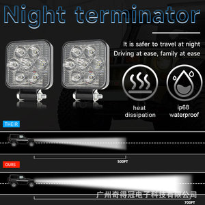 ไฟทำงาน LED ทรงสี่เหลี่ยมขนาดเล็ก 2.5 นิ้ว ยี่ห้อ Qideguan 7 หลอด 25 วัตต์ 6000 ลูเมน สำหรับรถจักรยานยนต์ รถยนต์ รถบรรทุก ไฟออฟโรด - Product Image 3