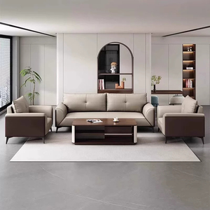 Conjunto <span class=keywords><strong>de</strong></span> Mesa <span class=keywords><strong>de</strong></span> Centro y Sofá <span class=keywords><strong>de</strong></span> <span class=keywords><strong>Oficina</strong></span> Moderno y Minimalista con Estructura <span class=keywords><strong>de</strong></span> Madera, Cubierta <span class=keywords><strong>de</strong></span> Cuero PU y Esponja <span class=keywords><strong>de</strong></span> Alta Densidad para Área <span class=keywords><strong>de</strong></span> Descanso <span class=keywords><strong>de</strong></span> Invitados en Empresas - Product Image 3