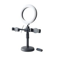 Support professionnel rotatif à 360° avec anneau lumineux et support pour téléphone, trépied de bureau LED pour éclairage photographique