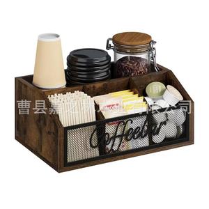 กล่องเก็บกาแฟไม้เนื้อแข็งสมัยใหม่ 32x21x13.3 ซม. ความจุขนาดใหญ่สำหรับจัดระเบียบบนโต๊ะสำหรับถุงชา กาแฟแบบแคปซูล - Product Image 1