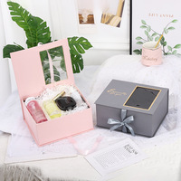 Boîtes cadeaux d'affaires exquises personnalisables avec ruban, emballage de flacon de parfum avec fenêtre transparente, boîte en papier