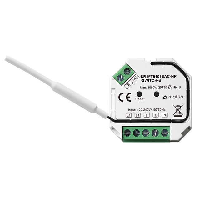 Matter Over Thread + ZigBee Dual Tech Triac Dimmable 16A In-wall Switch with Plastic Case for LED Lighting