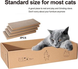 4-Pack Durable Recyclable Réversible <span class=keywords><strong>Cat</strong></span> Scratch Pad Box Carton Scratcher for Cats' Claws Grinding Play Paper Toys - Product Image 4
