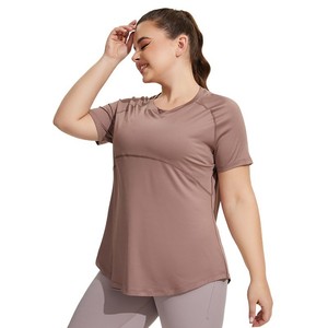 Yoga Women's Plus Size Thin Yoga Clothing <b>Mesh</b> Back Breathable Short Sleeve Running Fitness <b>Tops</b> Sportswear - Product Image 4