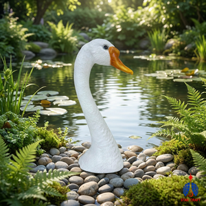 Statua di Cigno Bianco a Grandezza Naturale <span class=keywords><strong>2022</strong></span>, <span class=keywords><strong>Scultura</strong></span> Ecologica in Fibra di Vetro per Decorazione di Giardini e Parchi, Materiale in Resina - Product Image 2