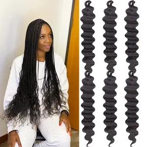 Gros Français Curl Tressage Cheveux Naturel Noir Lâche Ondulés Tressage Cheveux Synthétique Corps Vague boîte tresses crochet Cheveux