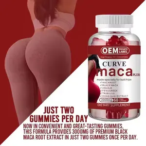 Vente en gros OEM Curve Maca Plus Gummies 3000 mg Fabriqué Spécialement pour les Fesses Hanche Haute Puissance 15 à 1 Concentré Complément Alimentaire