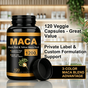 Cápsulas de Raíz de Maca Premium 3 <span class=keywords><strong>en</strong></span> <span class=keywords><strong>1</strong></span>, 1200 mg, Maca Peruana Negra, <span class=keywords><strong>Roja</strong></span> y Amarilla para un Rendimiento y Vitalidad Óptimos, 120 Cápsulas Vegetales - Product Image 1